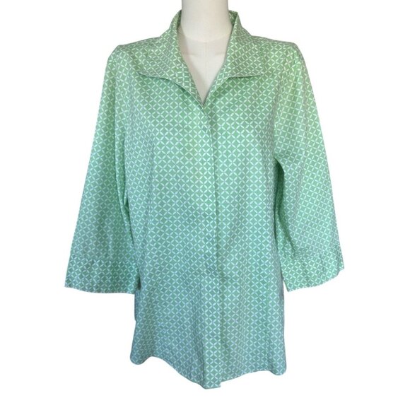Gold Label Investments Non-Iron Green Collared Button Up Shirt Women's Sz 18 - Picture 1 of 7